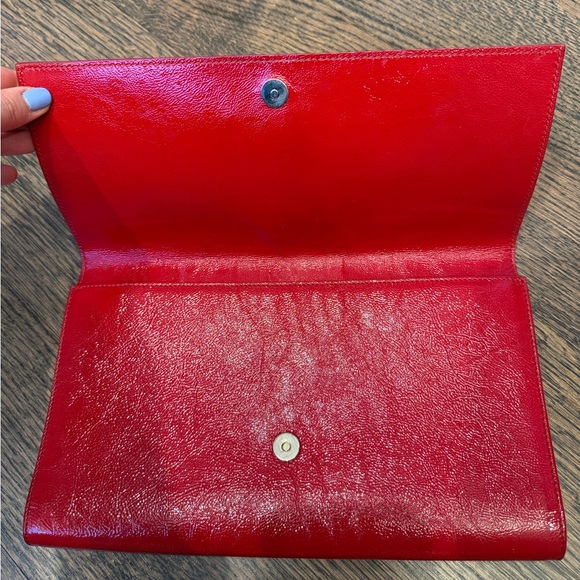 Set of 2 YSL Yves Saint Laurent Belle De Jour Leather Clutches - Red & Nude! - Picture 4 of 11